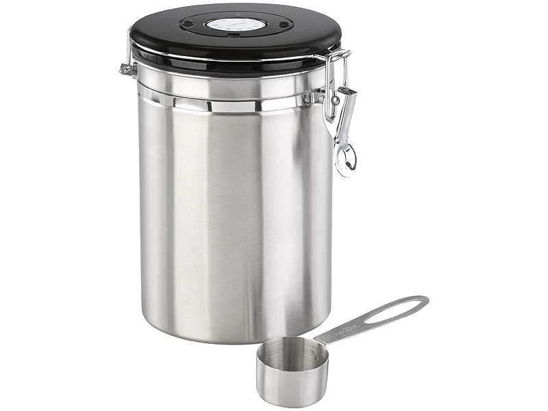 Rosenstein & Söhne Kaffeedose Co2 Ventil:Kaffeedose Mit Kalenderblatt, C02-Freigabeventil Und Messlöffel, 1,9 L 8 Rosenstein & Söhne Kaffeedose Co2 Ventil:Kaffeedose Mit Kalenderblatt, C02-Freigabeventil Und Messlöffel, 1,9 L – Bild 6