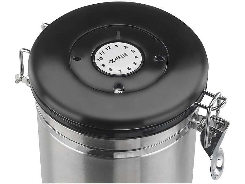 Rosenstein & Söhne Kaffeedose Co2 Ventil:Kaffeedose Mit Kalenderblatt, C02-Freigabeventil Und Messlöffel, 1,9 L 7 Rosenstein & Söhne Kaffeedose Co2 Ventil:Kaffeedose Mit Kalenderblatt, C02-Freigabeventil Und Messlöffel, 1,9 L – Bild 5