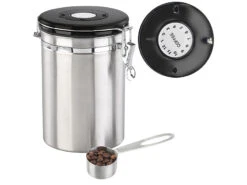 Rosenstein & Söhne Kaffeedose Co2 Ventil:Kaffeedose Mit Kalenderblatt, C02-Freigabeventil Und Messlöffel, 1,9 L