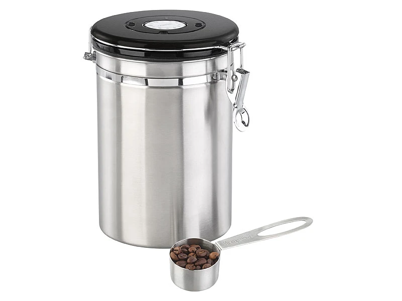 Rosenstein & Söhne Kaffeedose Co2 Ventil:Kaffeedose Mit Kalenderblatt, C02-Freigabeventil Und Messlöffel, 1,9 L 4 Rosenstein & Söhne Kaffeedose Co2 Ventil:Kaffeedose Mit Kalenderblatt, C02-Freigabeventil Und Messlöffel, 1,9 L – Bild 2