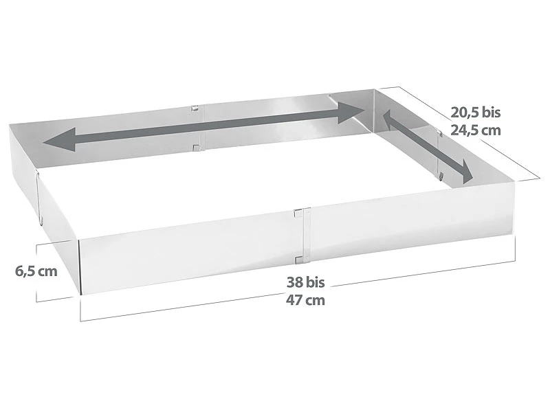 Rosenstein & Söhne Tortenring:2er-Set Edelstahl-Backrahmen, Verstellbar Auf Maximal 47 X 38 Cm 11 Rosenstein & Söhne Tortenring:2er-Set Edelstahl-Backrahmen, Verstellbar Auf Maximal 47 X 38 Cm – Bild 9