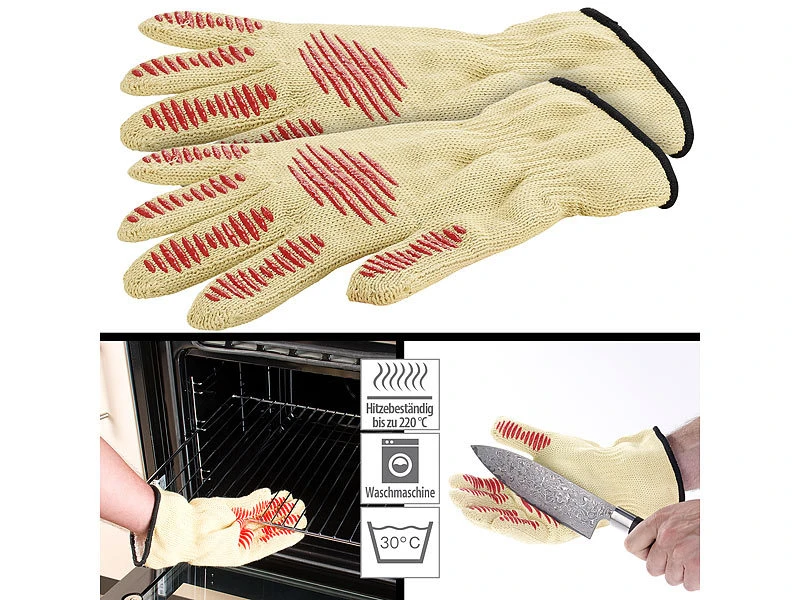 Rosenstein & Söhne Schnittschutzhandschuh:4er-Set Sicherheits-Handschuh, Hitze- & Schnittschutz, Antirutsch-Pads 10 Rosenstein & Söhne Schnittschutzhandschuh:4er-Set Sicherheits-Handschuh, Hitze- & Schnittschutz, Antirutsch-Pads – Bild 8
