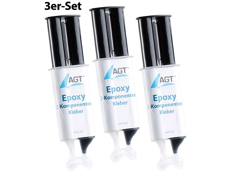 AGT Zweikomponentenkleber:Epoxy 2-Komponenten-Kleber, Hohe Belastbarkeit: 23 N/mm², 3er-Pack 3 AGT Zweikomponentenkleber:Epoxy 2-Komponenten-Kleber, Hohe Belastbarkeit: 23 N/mm², 3er-Pack