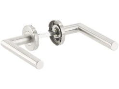 AGT Moderne Türbeschläge:3er-Set Edelstahl-Türbeschlag Für Bad & WC, 6 Klinken & Rosetten, Rund -Einrichtungsgeschäft nx5867 0