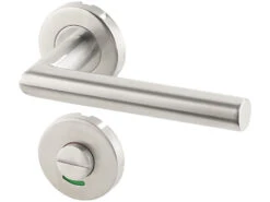 AGT Moderne Türbeschläge:3er-Set Edelstahl-Türbeschlag Für Bad & WC, 6 Klinken & Rosetten, Rund -Einrichtungsgeschäft nx5867 1