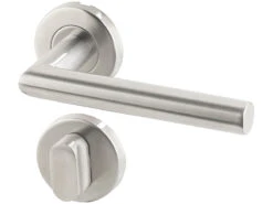 AGT Moderne Türbeschläge:3er-Set Edelstahl-Türbeschlag Für Bad & WC, 6 Klinken & Rosetten, Rund -Einrichtungsgeschäft nx5867 5