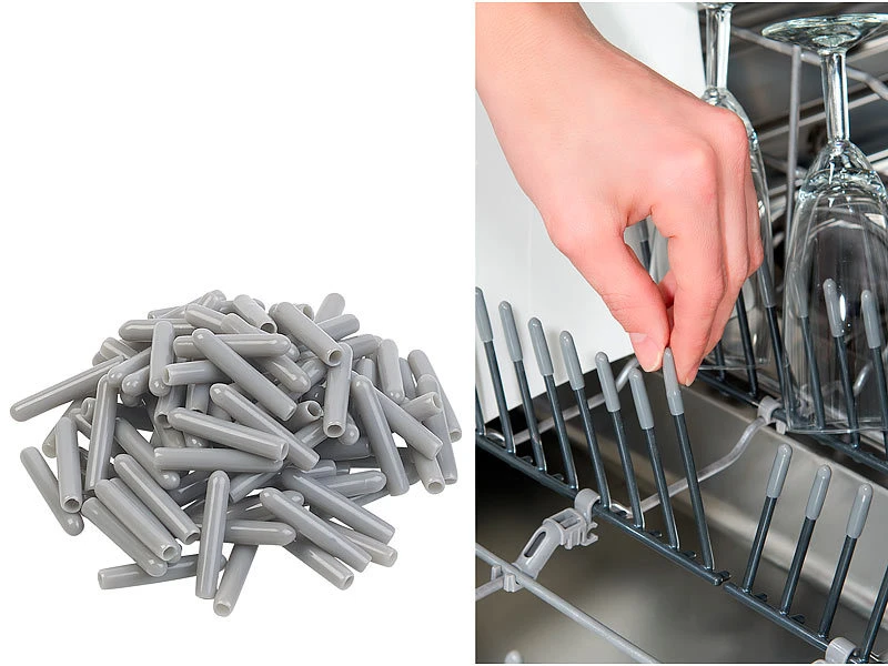 Sichler Geschirrkorb Schutzkappe:100er-Pack Universal-Schutzkappen Für Spülmaschinen-Körbe, Grau 3 Sichler Geschirrkorb Schutzkappe:100er-Pack Universal-Schutzkappen Für Spülmaschinen-Körbe, Grau