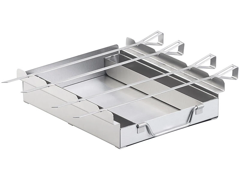 Rosenstein & Söhne Grillaufsatz:5in1-Grill-Aufsatz Aus Edelstahl, 4 Spieße, Für Hähnchen, Gemüse & Co. 9 Rosenstein & Söhne Grillaufsatz:5in1-Grill-Aufsatz Aus Edelstahl, 4 Spieße, Für Hähnchen, Gemüse & Co. – Bild 7