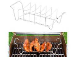 Rosenstein & Söhne Grillhalter:2er-Set 2in1-Sparerib-Halter & Bratenkorb Für Grill & Ofen, Edelstahl -Einrichtungsgeschäft nx6050 5 1