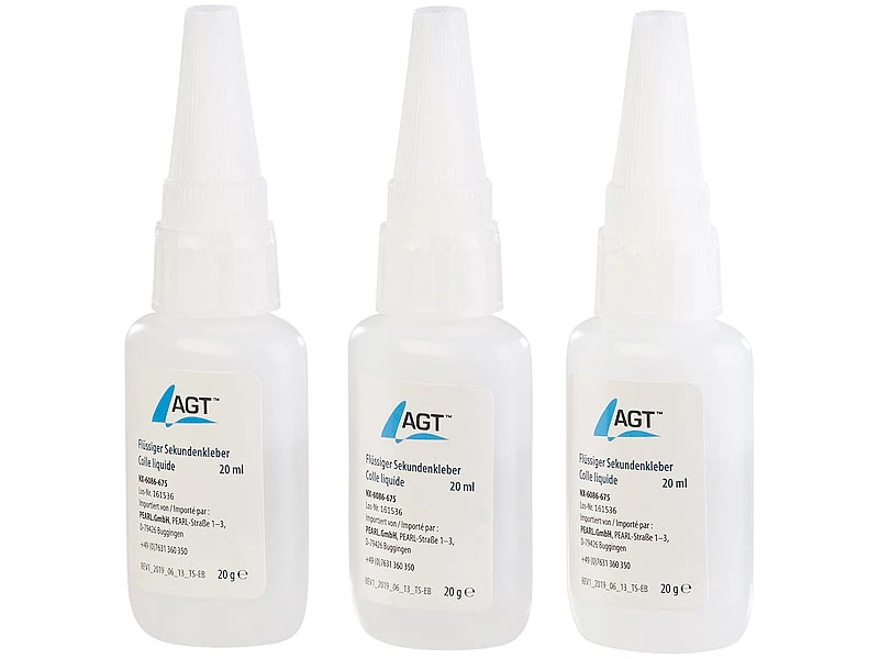 AGT Kleber:3er-Set Flüssiger Sekundenkleber Mit 6 Extra-Spitzen, Je 20 Ml 4 AGT Kleber:3er-Set Flüssiger Sekundenkleber Mit 6 Extra-Spitzen, Je 20 Ml – Bild 2