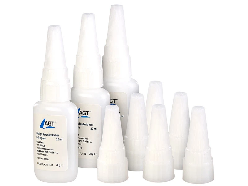 AGT Kleber:3er-Set Flüssiger Sekundenkleber Mit 6 Extra-Spitzen, Je 20 Ml 3 AGT Kleber:3er-Set Flüssiger Sekundenkleber Mit 6 Extra-Spitzen, Je 20 Ml