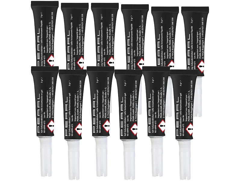 PEARL Superkleber:12er-Set Mini-Sekundenkleber Mit 6 Gel- Und 6 Flüssig-Klebern, Je 3 G 3 PEARL Superkleber:12er-Set Mini-Sekundenkleber Mit 6 Gel- Und 6 Flüssig-Klebern, Je 3 G