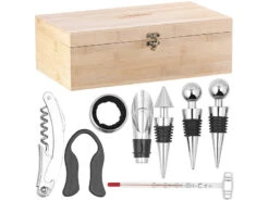 Carlo Milano Flaschenöffner:9-teiliges Sommelier-Set In Edler Holz-Geschenkbox Für 2 Weinflaschen