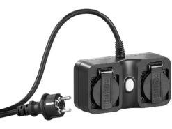 Luminea Home Control WLAN Aufputz Steckdose:2-fach-WLAN-Outdoor-Steckdosenleiste, App, Sprachsteuerung, 15 A, IP44 -Einrichtungsgeschäft nx6153 1