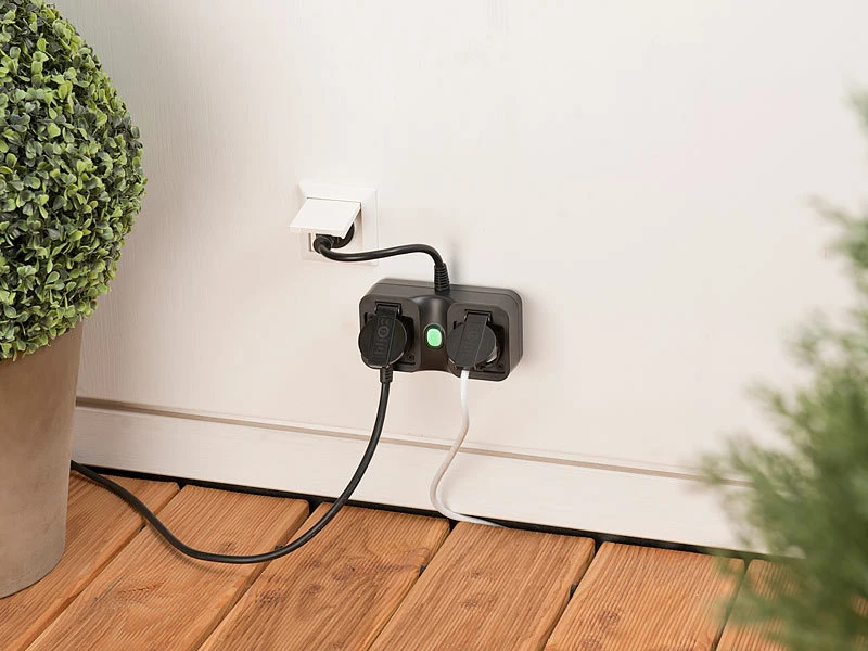 Luminea Home Control Amazon Alexa Steckdosen:2-fach-WLAN-Outdoor-Steckdosenleiste, App, Versandrückläufer 6 Luminea Home Control Amazon Alexa Steckdosen:2-fach-WLAN-Outdoor-Steckdosenleiste, App, Versandrückläufer – Bild 4