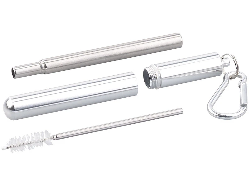 Rosenstein & Söhne Strohhalm-Set:6er-Set Teleskop-Edelstahl-Trinkhalme Mit Bürste, Schlüsselanhängerbox 12 Rosenstein & Söhne Strohhalm-Set:6er-Set Teleskop-Edelstahl-Trinkhalme Mit Bürste, Schlüsselanhängerbox – Bild 10