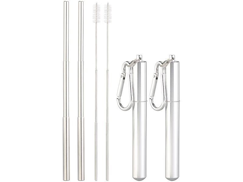 Rosenstein & Söhne Strohhalm-Set:6er-Set Teleskop-Edelstahl-Trinkhalme Mit Bürste, Schlüsselanhängerbox 11 Rosenstein & Söhne Strohhalm-Set:6er-Set Teleskop-Edelstahl-Trinkhalme Mit Bürste, Schlüsselanhängerbox – Bild 9