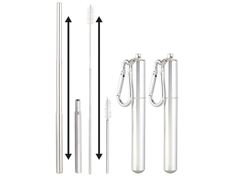 Rosenstein & Söhne Strohhalm-Set:6er-Set Teleskop-Edelstahl-Trinkhalme Mit Bürste, Schlüsselanhängerbox 10 Rosenstein & Söhne Strohhalm-Set:6er-Set Teleskop-Edelstahl-Trinkhalme Mit Bürste, Schlüsselanhängerbox – Bild 8