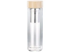 Cucina Di Modena Teeflasche:2er-Set Doppelwandige Glas-Trinkflaschen Mit Neopren-Hülle & Tee-Sieb -Einrichtungsgeschäft nx6310 0