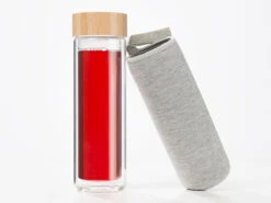 Cucina Di Modena Teeflasche:2er-Set Doppelwandige Glas-Trinkflaschen Mit Neopren-Hülle & Tee-Sieb -Einrichtungsgeschäft nx6310 7