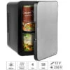 Rosenstein & Söhne Kühlschrank Klein:Mini-Kühlschrank Mit Warmhalte-Funktion, Edelstahlfront, 12/230 V, 4 L