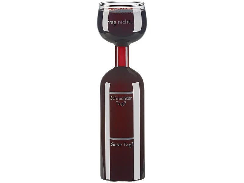 Rosenstein & Söhne Ausgießer:2er-Set 2in1-Weinflaschen & XXL-Gläser, Echtglas, Mit Aufdruck, 750 Ml 9 Rosenstein & Söhne Ausgießer:2er-Set 2in1-Weinflaschen & XXL-Gläser, Echtglas, Mit Aufdruck, 750 Ml – Bild 7