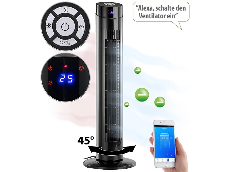 Sichler Turm-Lüfter-Ventilator:Turmventilator, Ionisator, WLAN & App, Siri, Versandrückläufer 11 Sichler Turm-Lüfter-Ventilator:Turmventilator, Ionisator, WLAN & App, Siri, Versandrückläufer – Bild 9