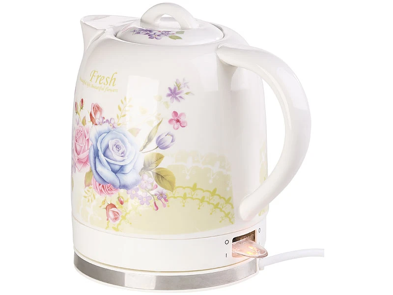 Rosenstein & Söhne Wasserkocher Blumen:Keramik-Wasserkocher Mit Blumenmuster, 1,7 Liter, 1.500 Watt 7 Rosenstein & Söhne Wasserkocher Blumen:Keramik-Wasserkocher Mit Blumenmuster, 1,7 Liter, 1.500 Watt – Bild 5