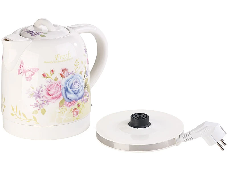 Rosenstein & Söhne Wasserkocher Blumen:Keramik-Wasserkocher Mit Blumenmuster, 1,7 Liter, 1.500 Watt 8 Rosenstein & Söhne Wasserkocher Blumen:Keramik-Wasserkocher Mit Blumenmuster, 1,7 Liter, 1.500 Watt – Bild 6