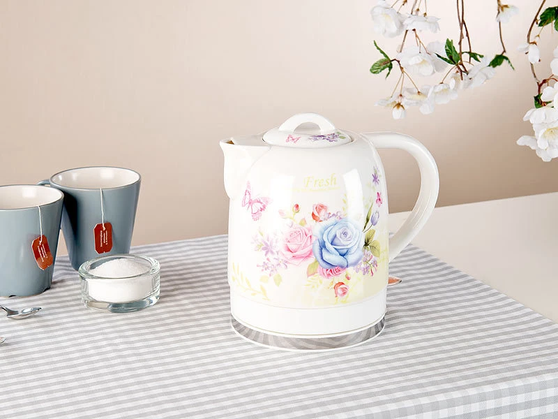 Rosenstein & Söhne Wasserkocher Blumen:Keramik-Wasserkocher Mit Blumenmuster, 1,7 Liter, 1.500 Watt 10 Rosenstein & Söhne Wasserkocher Blumen:Keramik-Wasserkocher Mit Blumenmuster, 1,7 Liter, 1.500 Watt – Bild 8