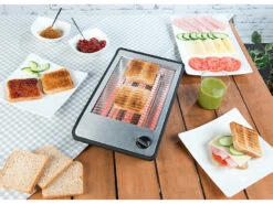 Rosenstein & Söhne Toaster:Flachtoaster Für Bis Zu 4 Brötchen, 3 Heizelemente, Timer, 600 Watt -Einrichtungsgeschäft nx6919 4