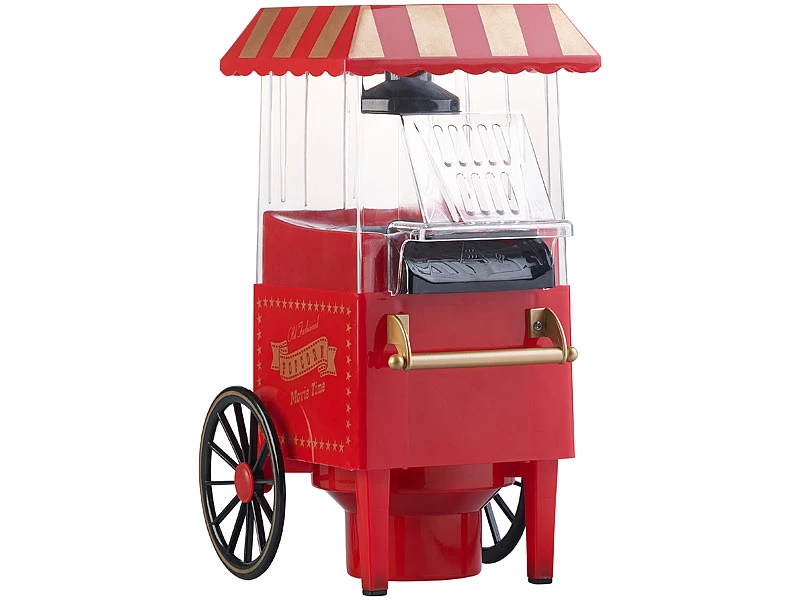 Rosenstein & Söhne Popkornmaker:Retro-Heißluft-Popcorn-Maschine, Miniatur-Rollwagen-Optik, 1.200 Watt 8 Rosenstein & Söhne Popkornmaker:Retro-Heißluft-Popcorn-Maschine, Miniatur-Rollwagen-Optik, 1.200 Watt – Bild 6