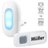 CASAcontrol Lichtklingel:Steckdosen-Funk-Klingel Mit Optischem Signal, 15 Melodien, 50 M, IP54