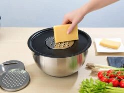 Rosenstein & Söhne Edelstahlschüsseln:2er-Set 11-teiliges Premium-Rührschüssel-Set Mit 3 Reibeaufsätzen -Einrichtungsgeschäft nx7087 10