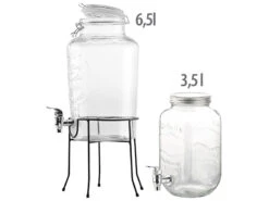 PEARL Party-Zubehör:2er-Set Retro Getränkespender Aus Glas Mit Zapfhahn, 3,5 L & 6,5 L