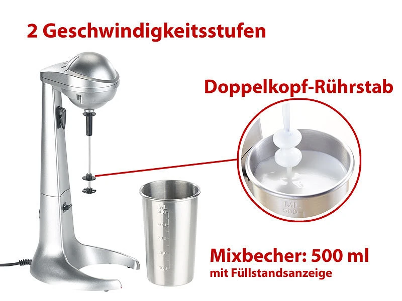 Rosenstein & Söhne Fitness-Drink-Shaker:Elektrischer Drink-Mixer Mit Edelstahl-Becher (Versandrückläufer) 4 Rosenstein & Söhne Fitness-Drink-Shaker:Elektrischer Drink-Mixer Mit Edelstahl-Becher (Versandrückläufer) – Bild 2