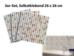 Infactory 3D Fliesenfolie:Selbstklebende 3D-Mosaik-Fliesenaufkleber "Bronze" 26 X 26 Cm, 3er-Set