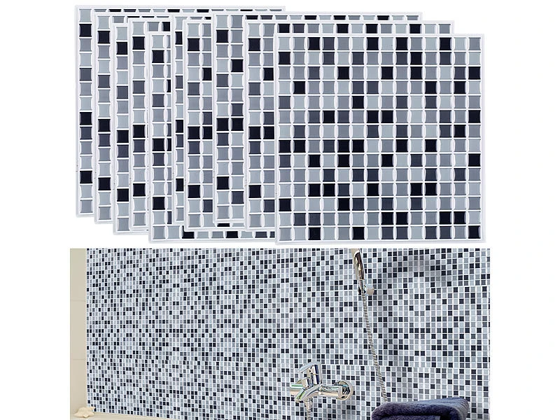Infactory Fliesen:Selbstklebende 3D-Mosaik-Fliesenaufkleber "Dezent" 26x26 Cm, 10er-Set 3 Infactory Fliesen:Selbstklebende 3D-Mosaik-Fliesenaufkleber "Dezent" 26x26 Cm, 10er-Set
