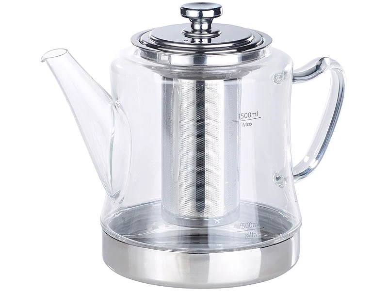 Rosenstein & Söhne Teekanne Induktion:2in1-Glas-Teebereiter & Teekanne Für Alle Herde (Versandrückläufer) 6 Rosenstein & Söhne Teekanne Induktion:2in1-Glas-Teebereiter & Teekanne Für Alle Herde (Versandrückläufer) – Bild 4