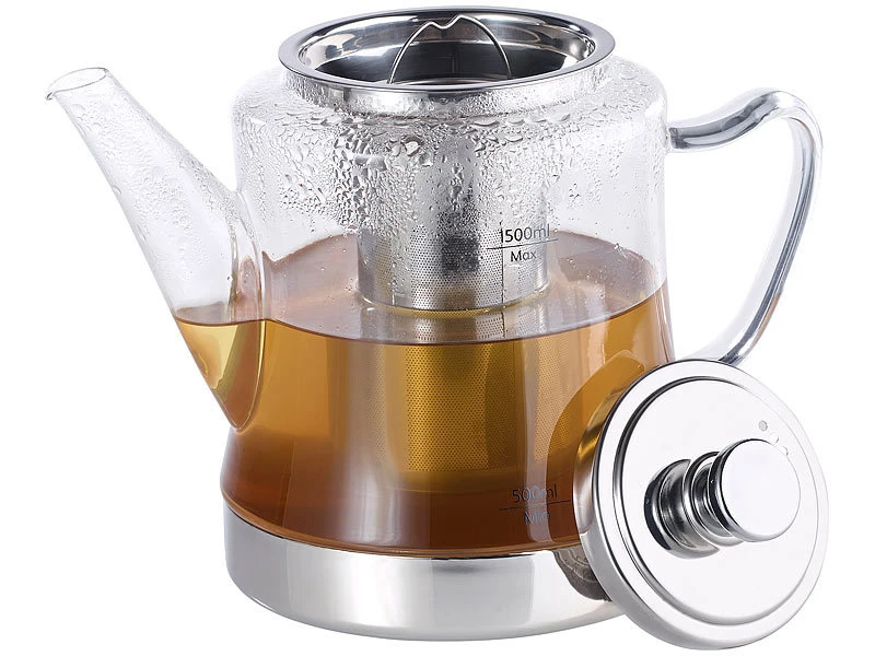 Rosenstein & Söhne Teekanne Induktion:2in1-Glas-Teebereiter & Teekanne Für Alle Herde (Versandrückläufer) 7 Rosenstein & Söhne Teekanne Induktion:2in1-Glas-Teebereiter & Teekanne Für Alle Herde (Versandrückläufer) – Bild 5