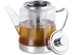 Rosenstein & Söhne Teekocher:2in1-Glas-Teebereiter & Teekanne Für Alle Herde, Auch Induktion, 1,5 L -Einrichtungsgeschäft nx7434 2