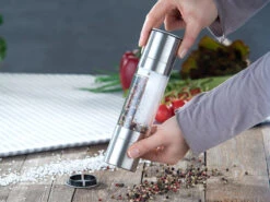 Rosenstein & Söhne Salz Pfefferstreuer:Manuelle 2in1-Salz-und Pfeffermühle Mit 2 Keramik-Mahlwerken, 22 Cm -Einrichtungsgeschäft nx7481 4