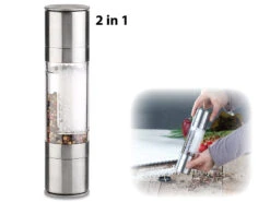 Rosenstein & Söhne Salz Pfefferstreuer:Manuelle 2in1-Salz-und Pfeffermühle Mit 2 Keramik-Mahlwerken, 22 Cm