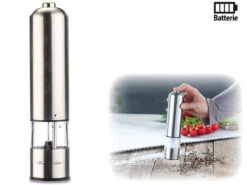 Rosenstein & Söhne Salzmühle:Elektrische Salz- / Pfeffermühle Mit Keramik-Mahlwerk, Licht, 22,5 Cm
