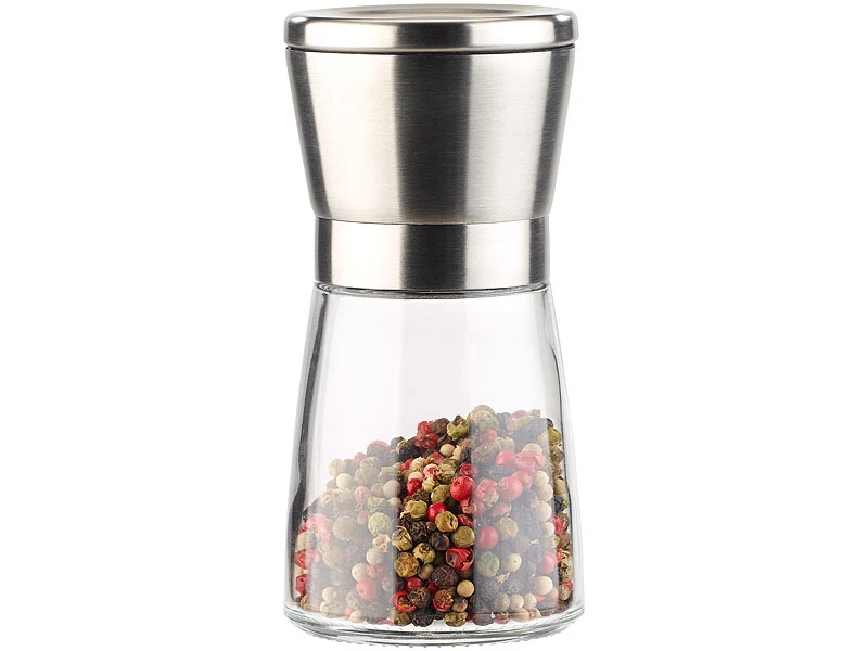 PEARL Mühlen:Manuelle Gewürzmühle Mit Keramik-Mahlwerk, Glas Und Edelstahl, 2er-Set 8 PEARL Mühlen:Manuelle Gewürzmühle Mit Keramik-Mahlwerk, Glas Und Edelstahl, 2er-Set – Bild 6