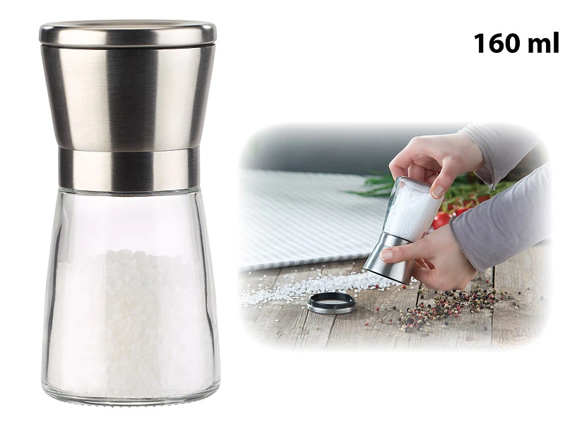 PEARL Mühlen:Manuelle Gewürzmühle Mit Keramik-Mahlwerk, Glas Und Edelstahl, 2er-Set 10 PEARL Mühlen:Manuelle Gewürzmühle Mit Keramik-Mahlwerk, Glas Und Edelstahl, 2er-Set – Bild 8