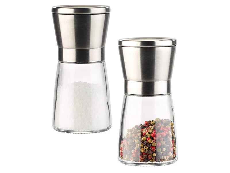 PEARL Mühlen:Manuelle Gewürzmühle Mit Keramik-Mahlwerk, Glas Und Edelstahl, 2er-Set 4 PEARL Mühlen:Manuelle Gewürzmühle Mit Keramik-Mahlwerk, Glas Und Edelstahl, 2er-Set – Bild 2
