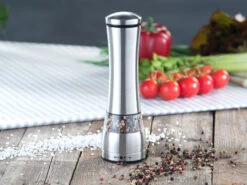 Rosenstein & Söhne Salz Pfeffer Mühle:Elektrische Salz-/Pfeffermühle, Keramik-Mahlwerk, Edelstahl, 2er-Set -Einrichtungsgeschäft nx7488 3