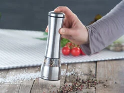 Rosenstein & Söhne Salz Pfeffer Mühle:Elektrische Salz-/Pfeffermühle, Keramik-Mahlwerk, Edelstahl, 2er-Set -Einrichtungsgeschäft nx7488 4