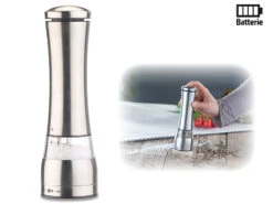 Rosenstein & Söhne Salz Pfeffer Mühle:Elektrische Salz-/Pfeffermühle, Keramik-Mahlwerk, Edelstahl, 2er-Set -Einrichtungsgeschäft nx7488 5